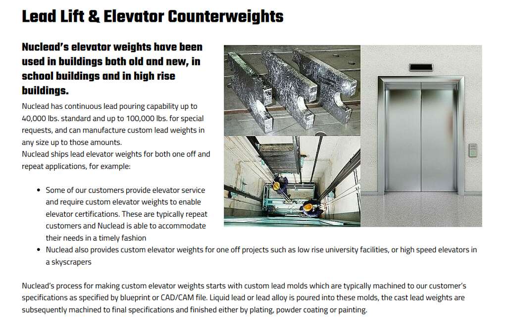 High-Quality Lead Elevator Counterweights For Sale – Nuclead